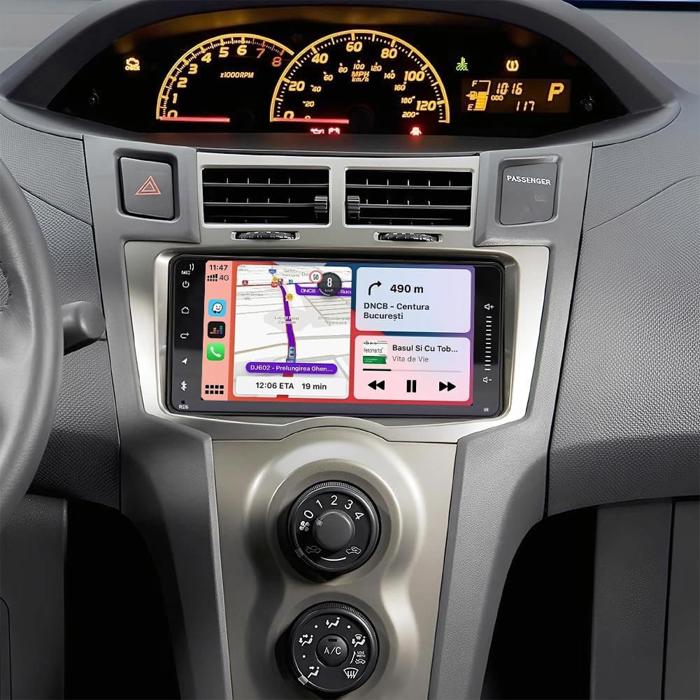 Car Radio Upgrade for Toyota Yaris 2007-2011 with JBL, 7 Inch Touch Screen Android 14 Double Din Car Stereo Head Unit for Yaris w/Wireless CarPlay & Android Auto Bluetooth GPS WiFi FM BT SWC Camera