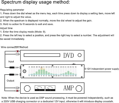 Audio Spectrum Analyzer, Audio Equalizer with Display, LCD Indicator Light, 10 Modes, 15 Band, Dual Channel 20 to 20Khz Music Spectrum Equalizer for Audio Enthusiasts