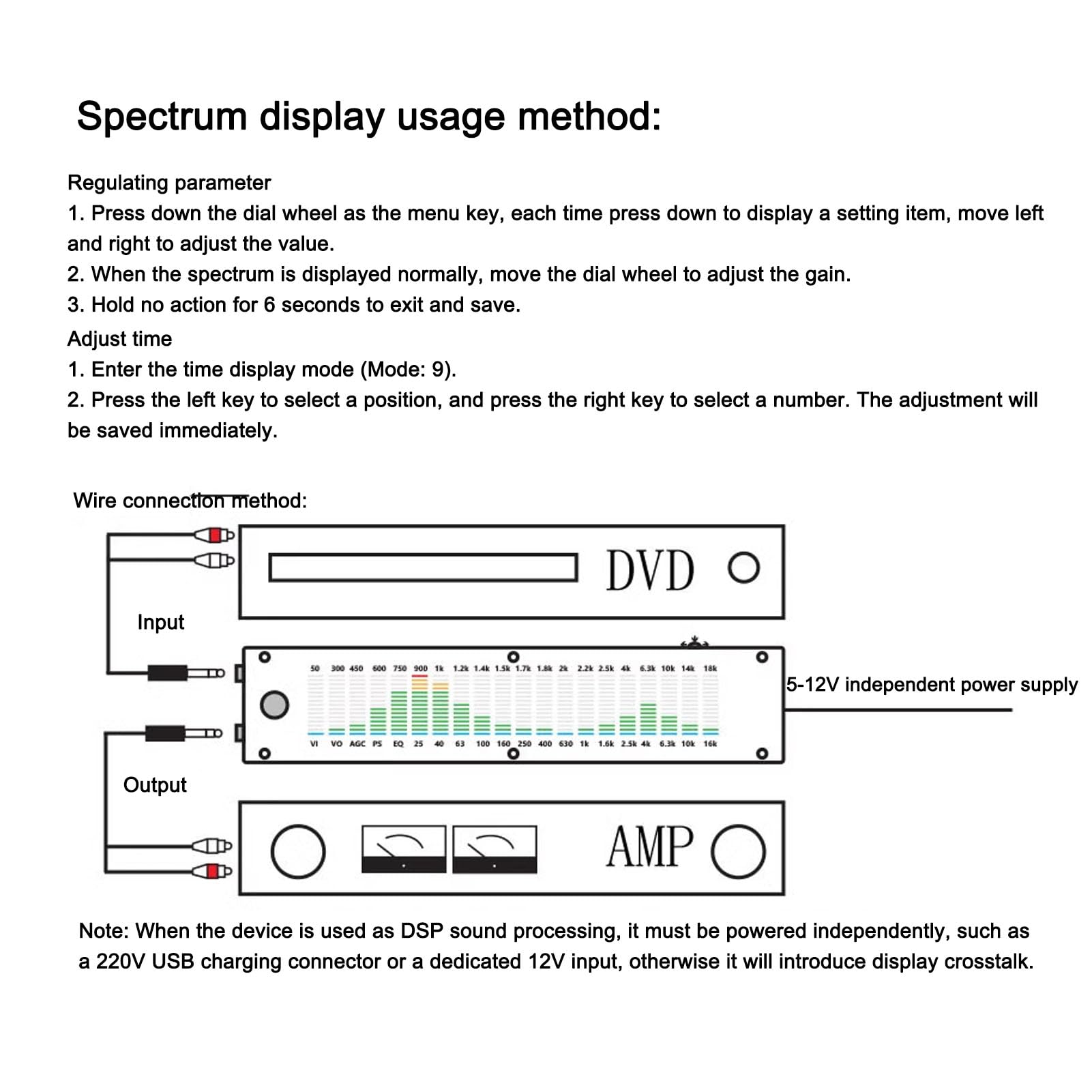 Audio Spectrum Analyzer, 20 bis 20 kHz Sound -Level -Messgerät mit 10 Modi, 15 Band - -Prozessor und VFD -Display für Musiker