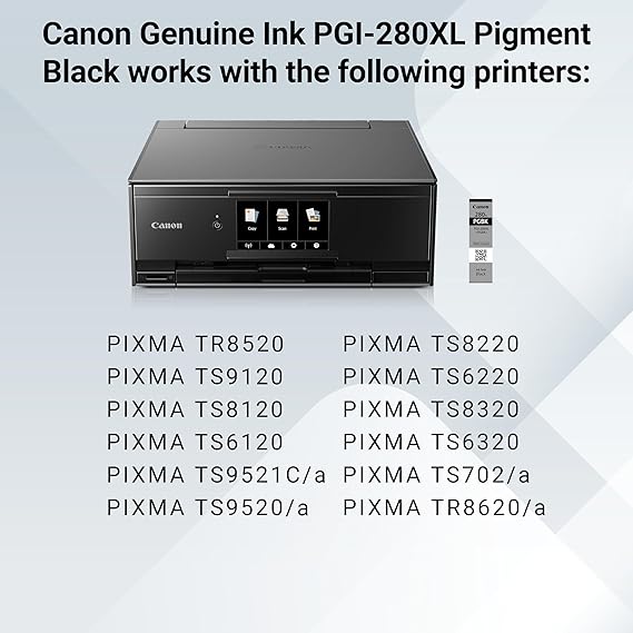 Canon PGI-280XL PGBK Compatible To TR7520,TR8520,TR8620,TS6120,TS6220,TS6320,TS702,TS8120,TS8220,TS8320,TS9120,TS9520 Printers
