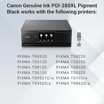 Canon PGI-280XL PGBK Compatible To TR7520,TR8520,TR8620,TS6120,TS6220,TS6320,TS702,TS8120,TS8220,TS8320,TS9120,TS9520 Printers