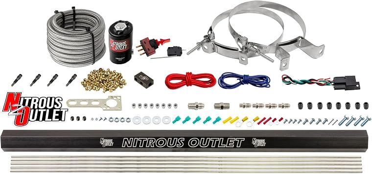 Nitrous Outlet Dry 4 Cylinder Direct Port System -.122 Nitrous Solenoid/Injection Rail/SBT Discharge Nozzles 50-250HPNo Bottle