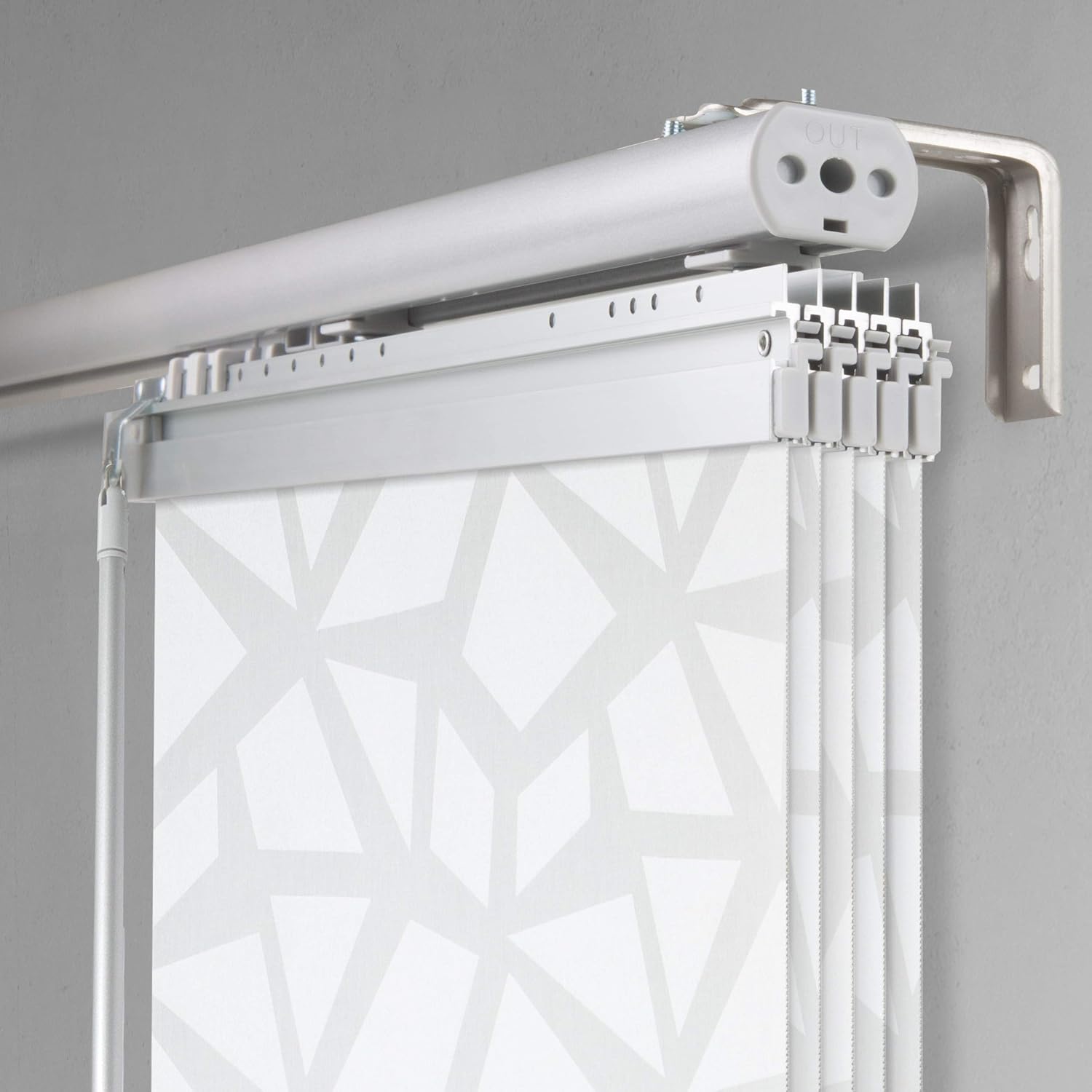Rod Desyne ICY White 5-Panel Single Rail Panel Track Extendable 58"-110" W x 94" H, Panel Width 23.5"