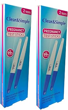 Clear and Simple Pregnancy Test 2 Boxes of 2 Sticks - Bundled by Smart Cutie