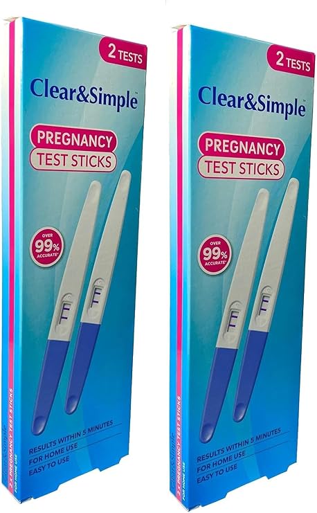 Clear and Simple Pregnancy Test 2 Boxes of 2 Sticks - Bundled by Smart Cutie