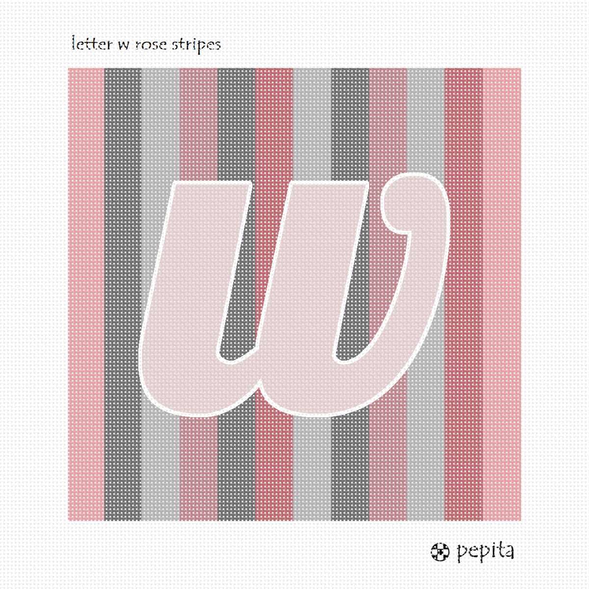 Pepita Needlepoint Canvas: Letter W Rose Stripes, 10