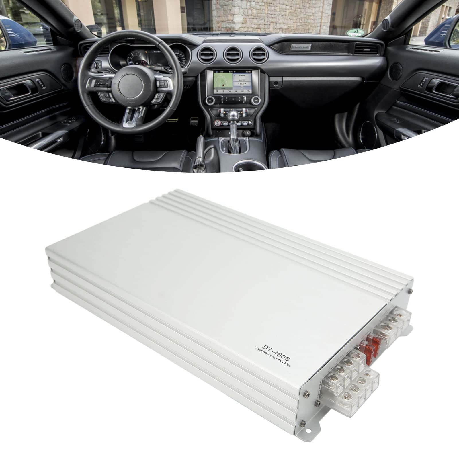 Cocoarm Wzmacniacz 4-kanałowy Metalowy Wzmacniacz Samochodowy Klasy D 50 W X 4 Przy Omach 80 W X Przy 2 Omach 160 W 2 z Mostkiem do Głośników Samochodowych i Zestawów Stereo Uniwersalne Dopasowanie