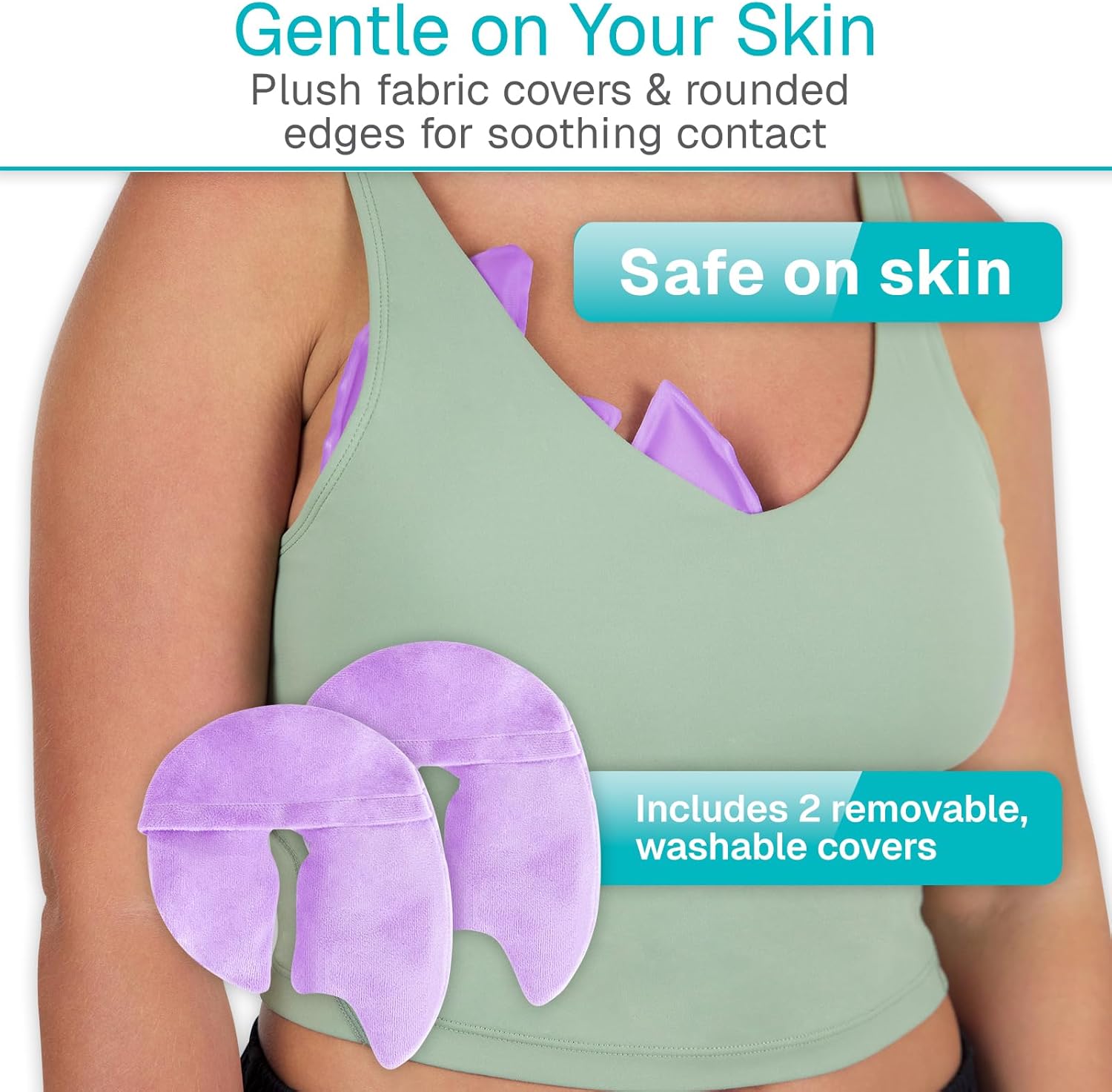 Arctic Flex Breast Ice Packs - Hot & Cold Therapy, Surgery Recovery Supplies - Heating & Cooling Gel Pad for Breastfeeding, Engorgement, Mastitis Relief, Sore Nipples, Lactation (Purple) - Image 6