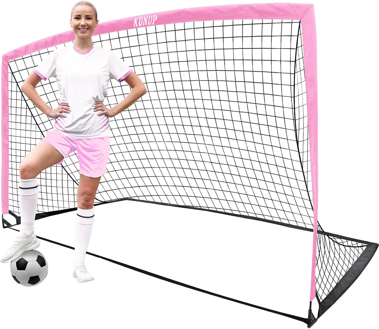 Kids Soccer Goal for Backyard, 53, 64, 95FT Easy Foldable Soccer Practice Net with Portable Carrying Bag for Toddler Youth Adult Soccer Training Equipment Outdoor Sports Game