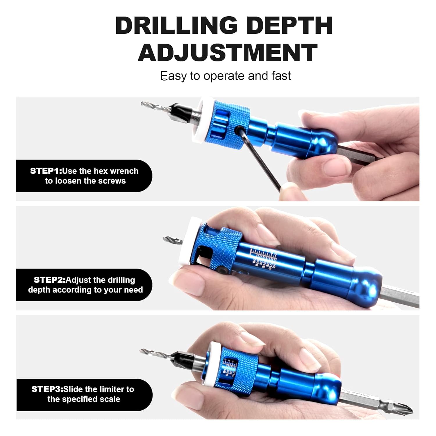 XDENGP 皿穴ドリルビット、1/8インチ x 3/8インチ (3.2 x 10mm) 超硬チップカウンターシンクドリルビット 木