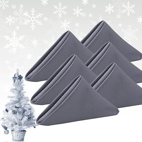 Servilletas de tela plateada para cena, decoración de invierno, decoraciones de Navidad en mesa de cocina. 100% algodón, lavables, gruesas y