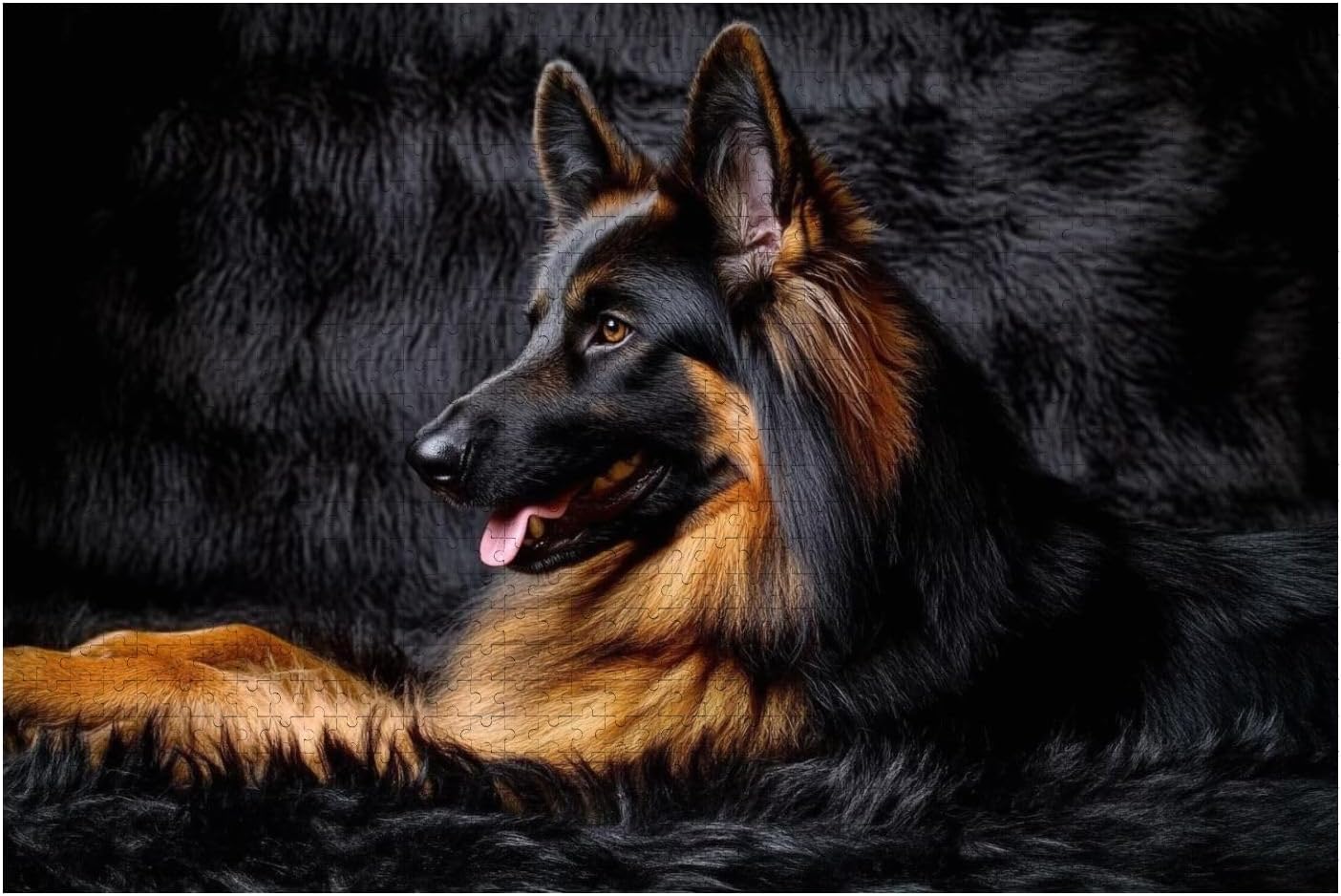 Wooden Jigsaw Puzzles for Adults 1000 Pieces Long Haired German Shepherd Dog Fun and Challenging Board Puzzles Large Educational Game Kids Toys Gift Home Decor