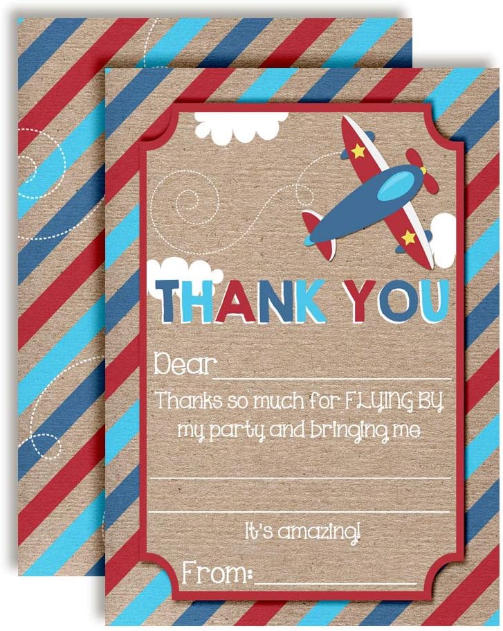 Super Hero Birthday Thank You Cards for Boys 10 Pack 4" x 5.5" Fill-In Thank You Notes with Envelopes, Kids Party Stationery Set, Fun Hero Design, Made in USA by Amanda Creation