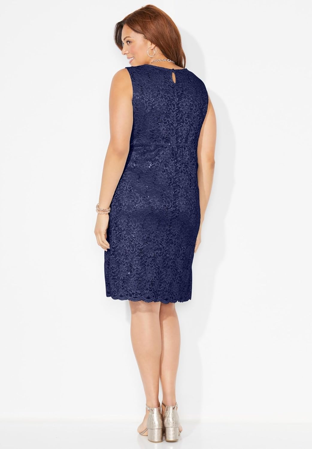 Catherines Women's Plus Size Sparkling Lace Jacket Dress