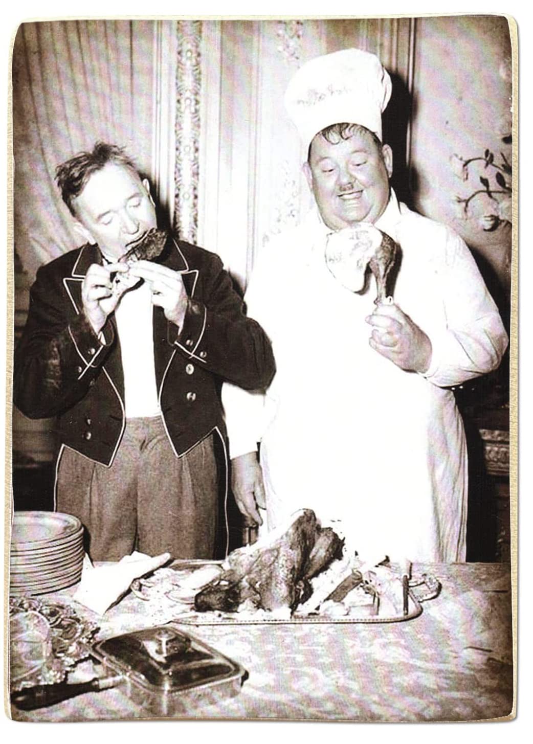 Kustom Art Magnet Series Famous Actors Stanlio & Ollio (Stan Laurel Oliver Hardy) Vintage Collectible Style Wood Print 10X6cm