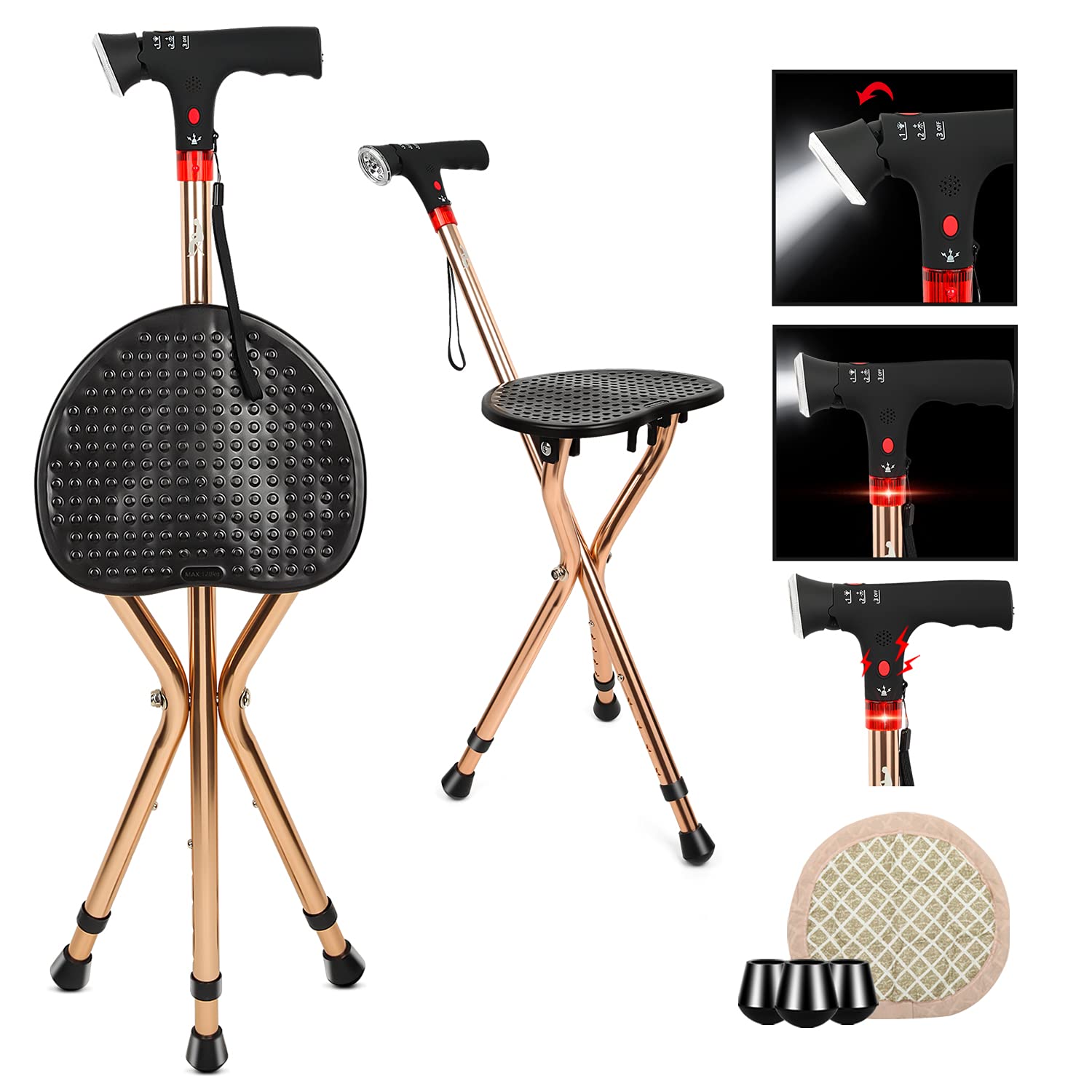 Buy Walking Stick with Seat, LINGTHIN Foldable Walking Cane with Seat