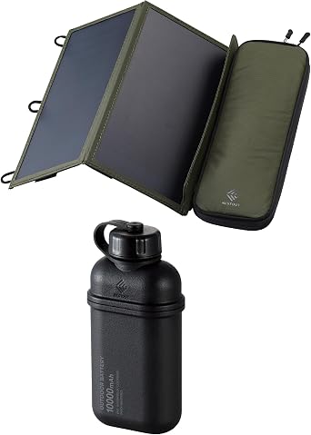 ELECOM NESTOUT 2-Panel Solar Panel Charger + 10000mAh Outdoor Power Bank Black