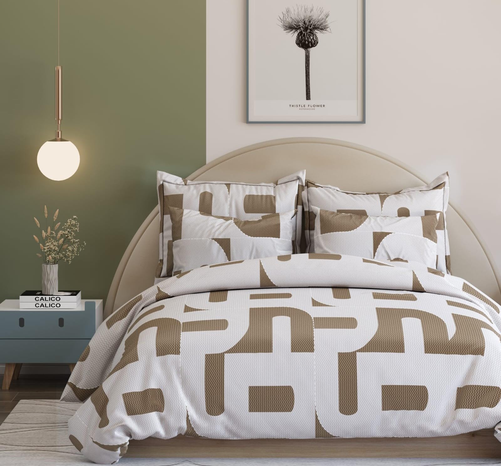 DECOMIZER Cotton Feel Glace Cotton Elastic Fitted Printed King Size Double Bed Bedsheet with 2 Pillow Coverm Fits Upto 10 to 12 inches Mattress,Size- 72x78x14 Inches,Brown Zigzag (B0DHPNVQKR) Amazon Price History, Amazon Price Tracker