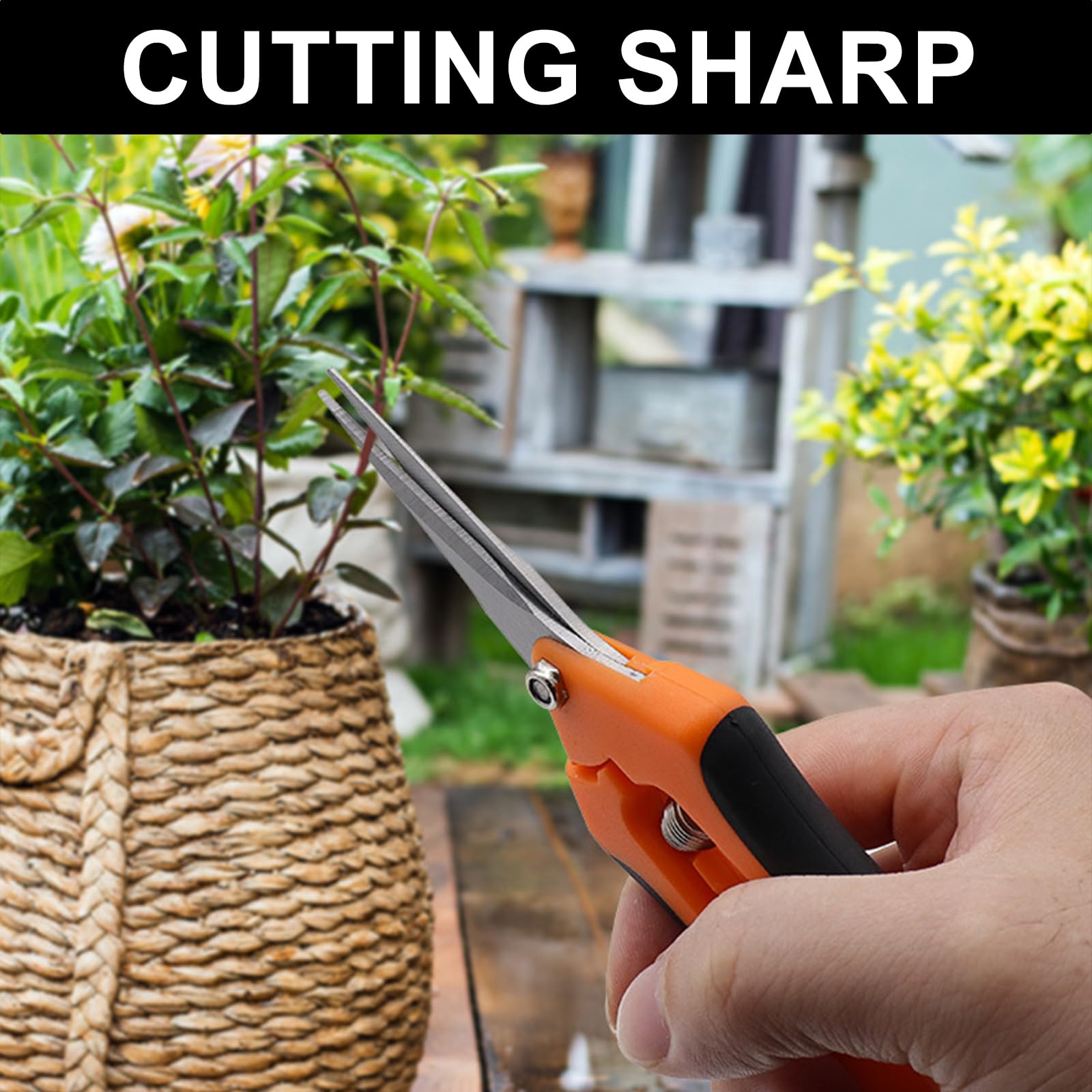 Onezebra Gardening Scissors, Garden Shears, Pruning Shears with Straight Stainless Steel Blades - Image 4
