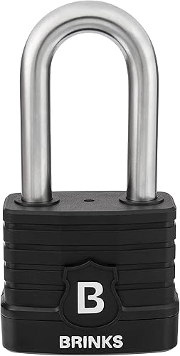 Miniatura 2 de BRINKS - Candado comercial de acero laminado de 1.969 in resistente a la intemperie con grillete de 2 pulgadas - Grillete de acero al boro