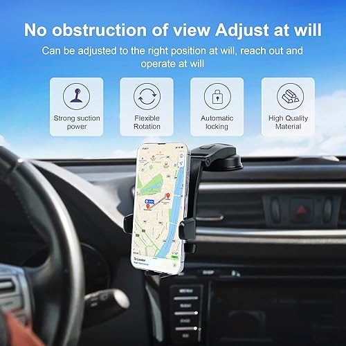 Miniatura 3 de Soporte de teléfono para automóvil, soporte de teléfono resistente para parabrisas de automóvil, soporte de teléfono giratorio de 360 grados,