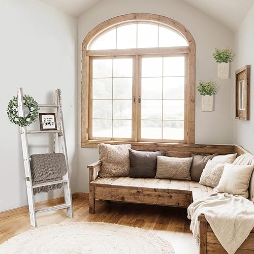 Miniatura 2 de Honest Blanket Ladders for The Living Room, 5-Tier Blanket Holder, Wall-Leaning Blanket Rack, Ladder Shelves, Wooden Quilt Ladder, Farmhouse Decor,
