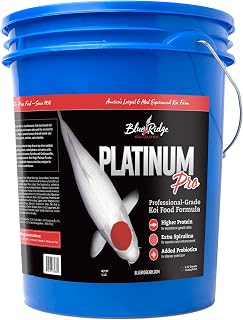 Blue Ridge 14lb Platinum Pro Koi Fish Food - 3/16” Floating Pellets with Spirulina Color Enhancer & Probiotics for Pond Koi & Goldfish
