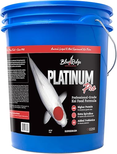 Vista 10 de Blue Ridge Koi Fish Food 4.5lb - Koi Food 3/16 pulgadas Platinum Pro Formula Goldfish Food, alimento de pescado premium para estanques, estanques