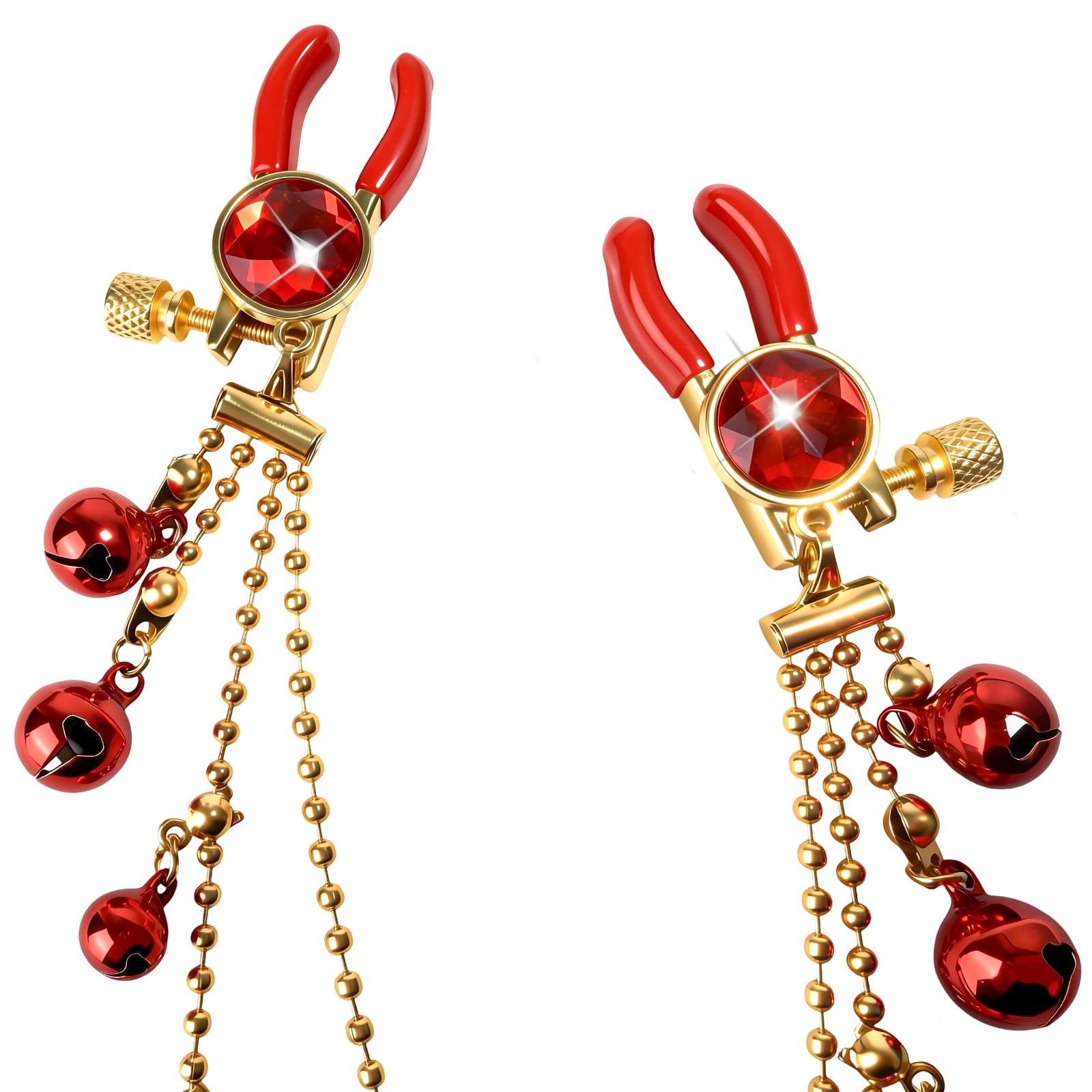 Morsetti per Capezzoli con Catena Pinze Capezzoli Regolabili Clip per Capezzolis Clip Pinza per Clitoride Giocattoli Capezzolis Stimolatori del Seno Femminile Massaggiatori al Seno Donna, Rosso