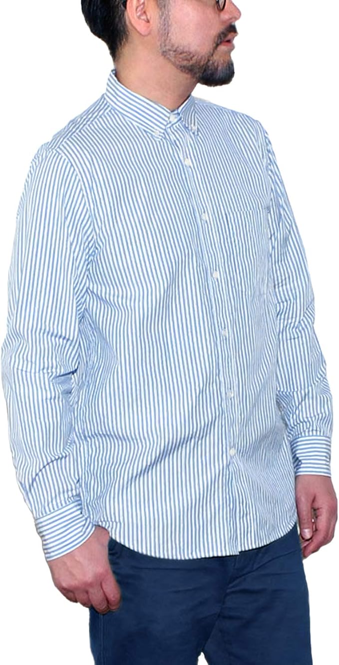 Amazon The Industry Works シャツ メンズ 長袖 日本製 ボタンダウン ブルー ストライプ コットン ワイシャツ カジュアル ビジネス 播州織 シャツ 通販 Amazon The Industry Works シャツ メンズ 長袖 日本製 ボタンダウン ブルー ストライプ コットン ワイシャツ カジュアル ビジネス 播州織 シャツ 通販