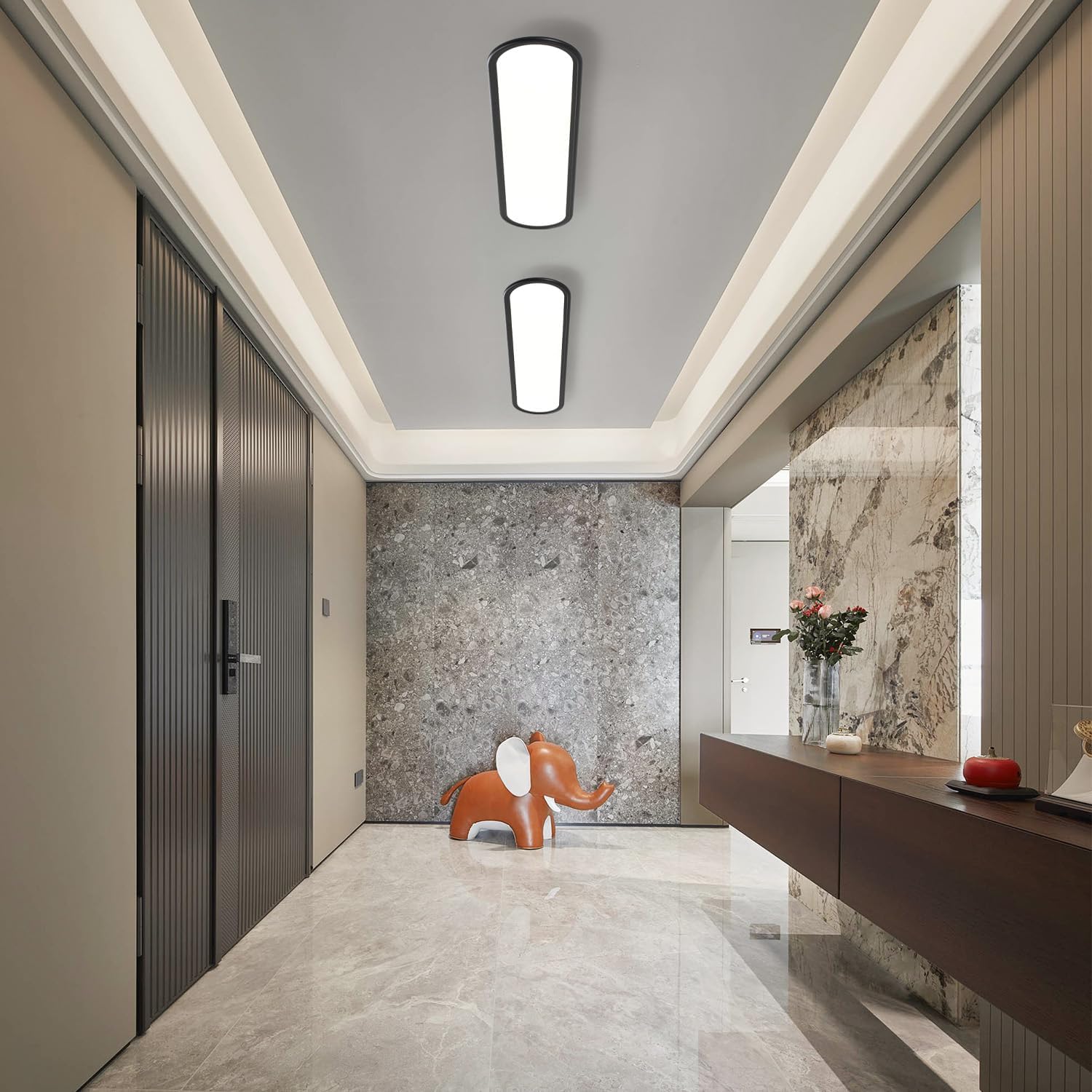 Modern Black Linear Ceiling Lights High Brightness Long Ceiling Light 35.4 Inch Ultra Thin Low Profile Light Fixture for Bedroom Kitchen Closet Hallway (Black, 90cm/35.4in)