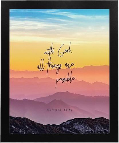Miniatura 6 de AMERICAN LUXURY GIFTS With God All Things Are Possible Mateo 19:26 - Arte de pared cristiano de paisaje de montaña colorido - Decoración espiritual
