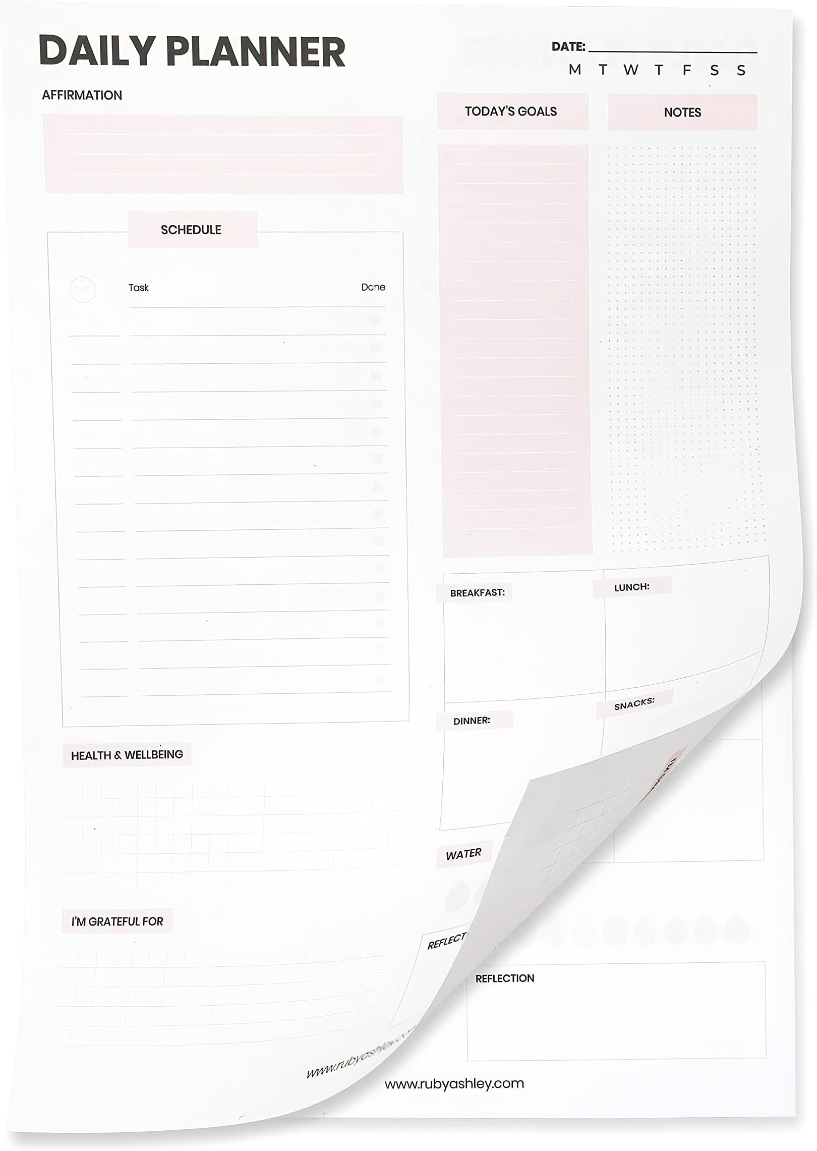 Daily Planner - To Do List Pad. 100 Day Organiser Planner, Printed Both Sides - Less Waste. Work Planner for Things To Do Today Pad. Productivity Planner by Ruby Ashley