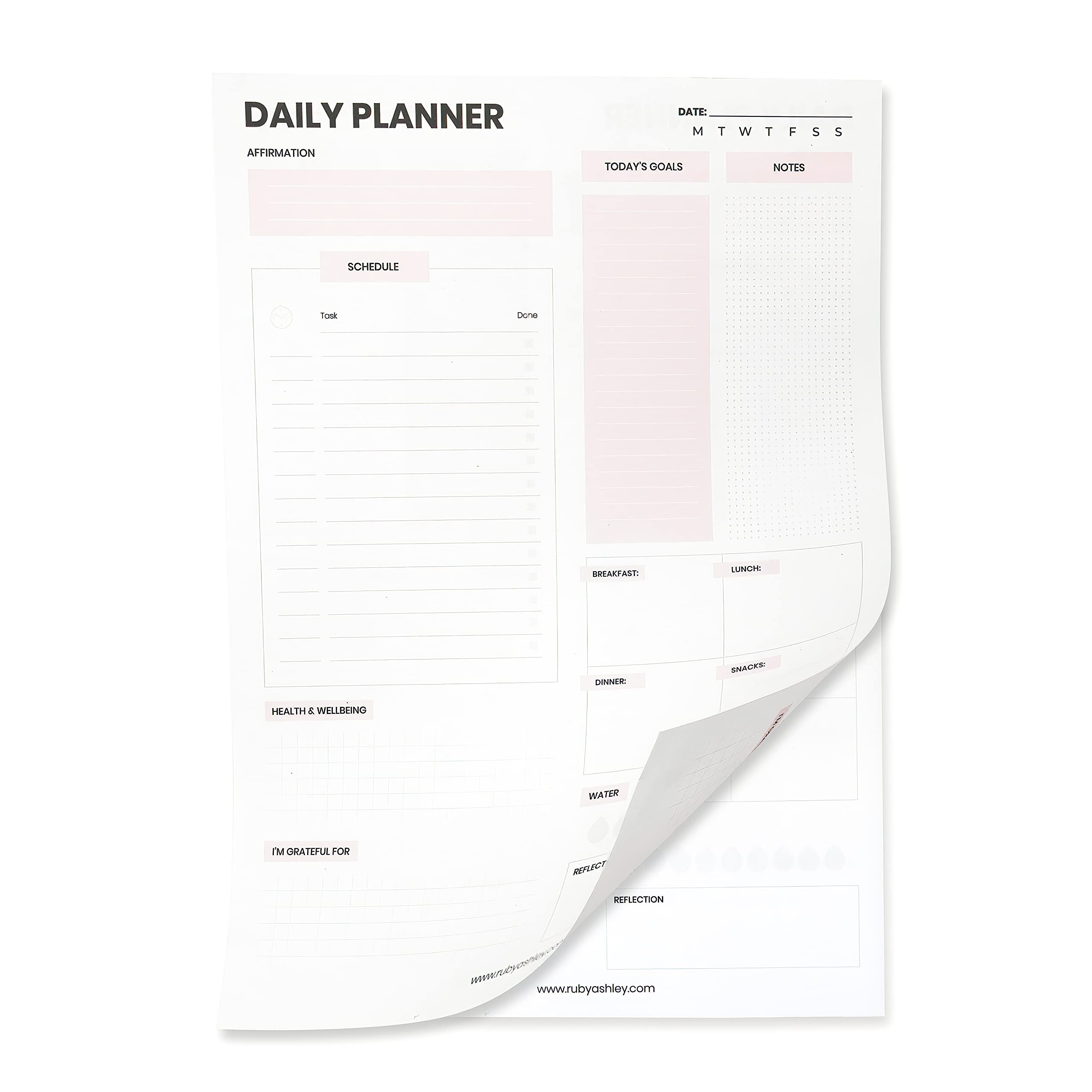 Daily Planner - To Do List Pad. 100 Day Organiser Planner, Printed Both Sides - Less Waste. Work Planner for Things To Do Today Pad. Productivity Planner by Ruby Ashley