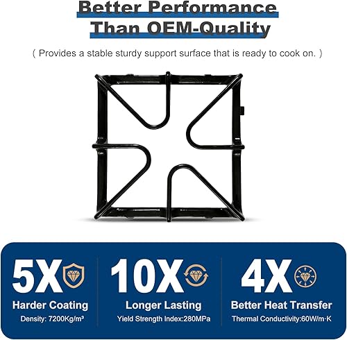 Miniatura 4 de WB31K10034 - Piezas de repuesto para rejilla de quemador GE, viene con patas de goma compatibles con estufa de gas GE, 8.5 x 8.5 pulgadas, rejilla
