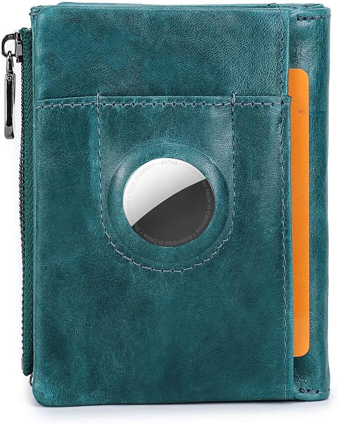 Contacts Womens Bifold Wallet Leather, AirTag Minimalist