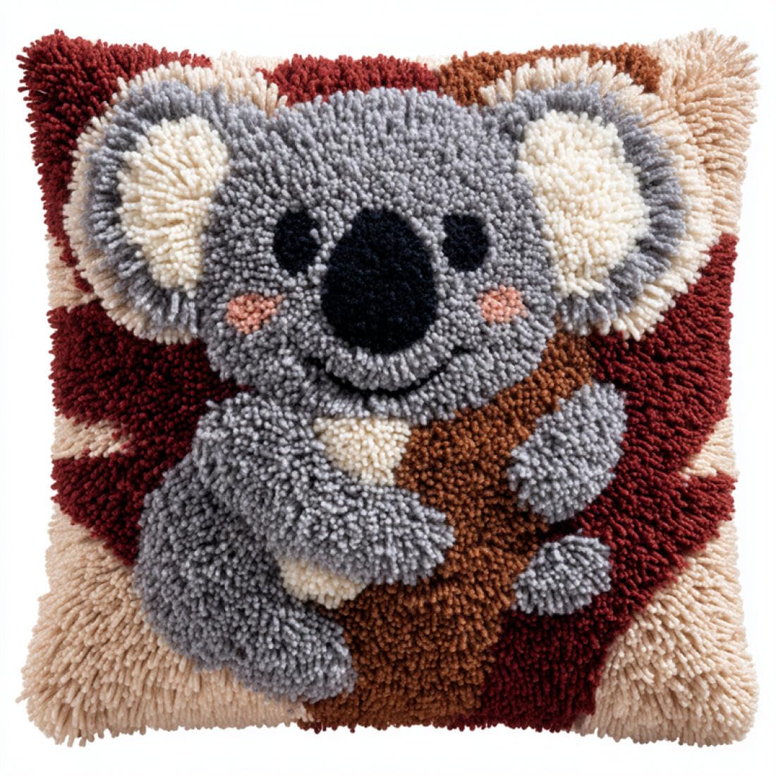 Kitquiver Animal Latch Hook Cushion Kits Cartoon Koala Latch Hook Kit for Adults Beginners Embroidery Crochet Set DIY Throw Pillow Covers Kits 17x17In