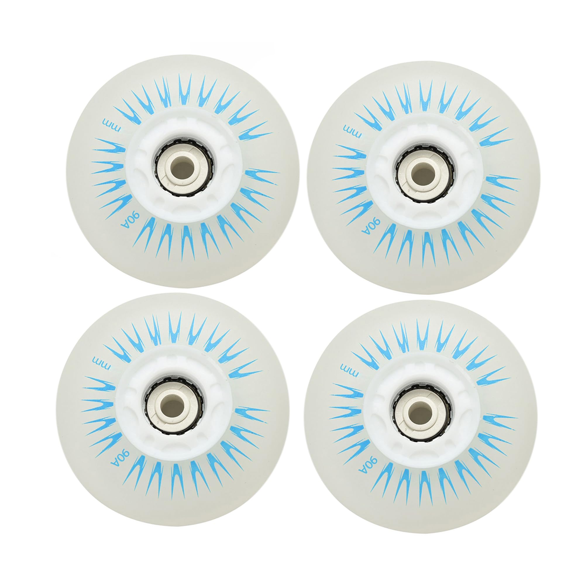 JCXYL EV 4 Packs Light Up Inline Skate Wheels, 60/62/ 64/68/ 70/72/ 76/80/ 90/ 110mm Luminous Flash Inline Roller Skate Replacement Wheel with Bearings,Blue,110mm