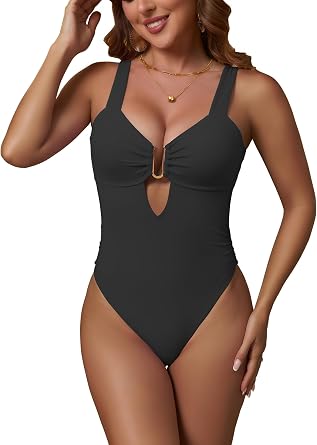geluboao One Piece Swimsuit Women Sexy U-Wire Cutout Popular Swimsuit High Cut Thong 2026 Summer Beach Swim Bathing Suits