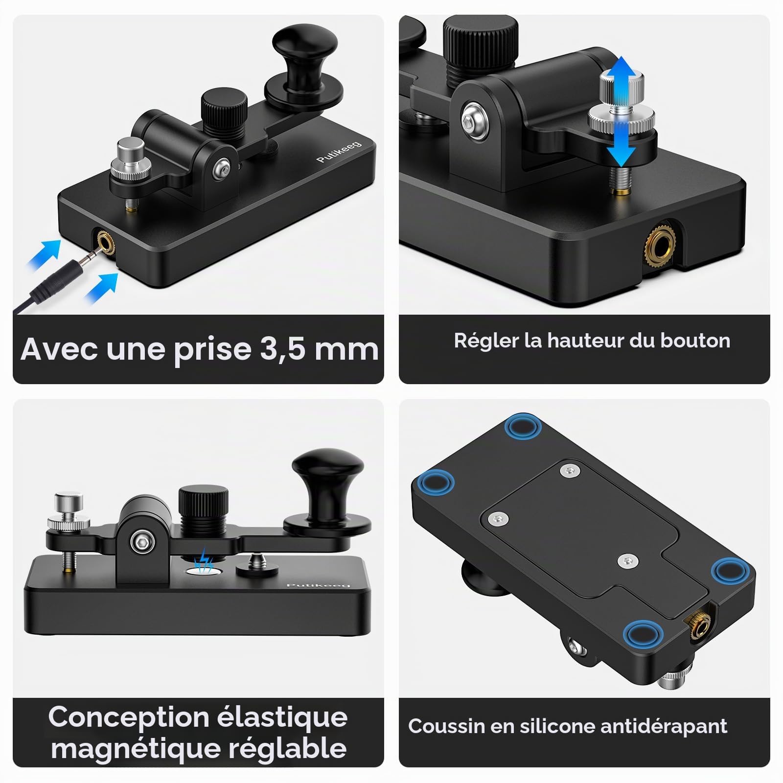 Putikeeg CW Clé Morse Télégraphique - Transmetteur de Code avec Manipulateur