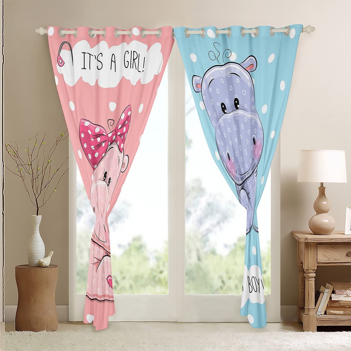 FANSU 2 Pezzi Tende per Interni, Stampa Coniglio Voile Semi Trasparenti Tende Camera da Letto Moderne Tenda a Vetro per Cameretta dei Bambini, Soggiorno (Farfalle,55x95cm