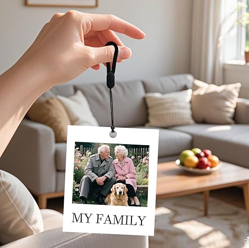 Miniatura 3 de Marco de acrílico personalizado para colgar fotos y texto, ambientadores de coche para espejo retrovisor, accesorio de aromas de San Valentín,