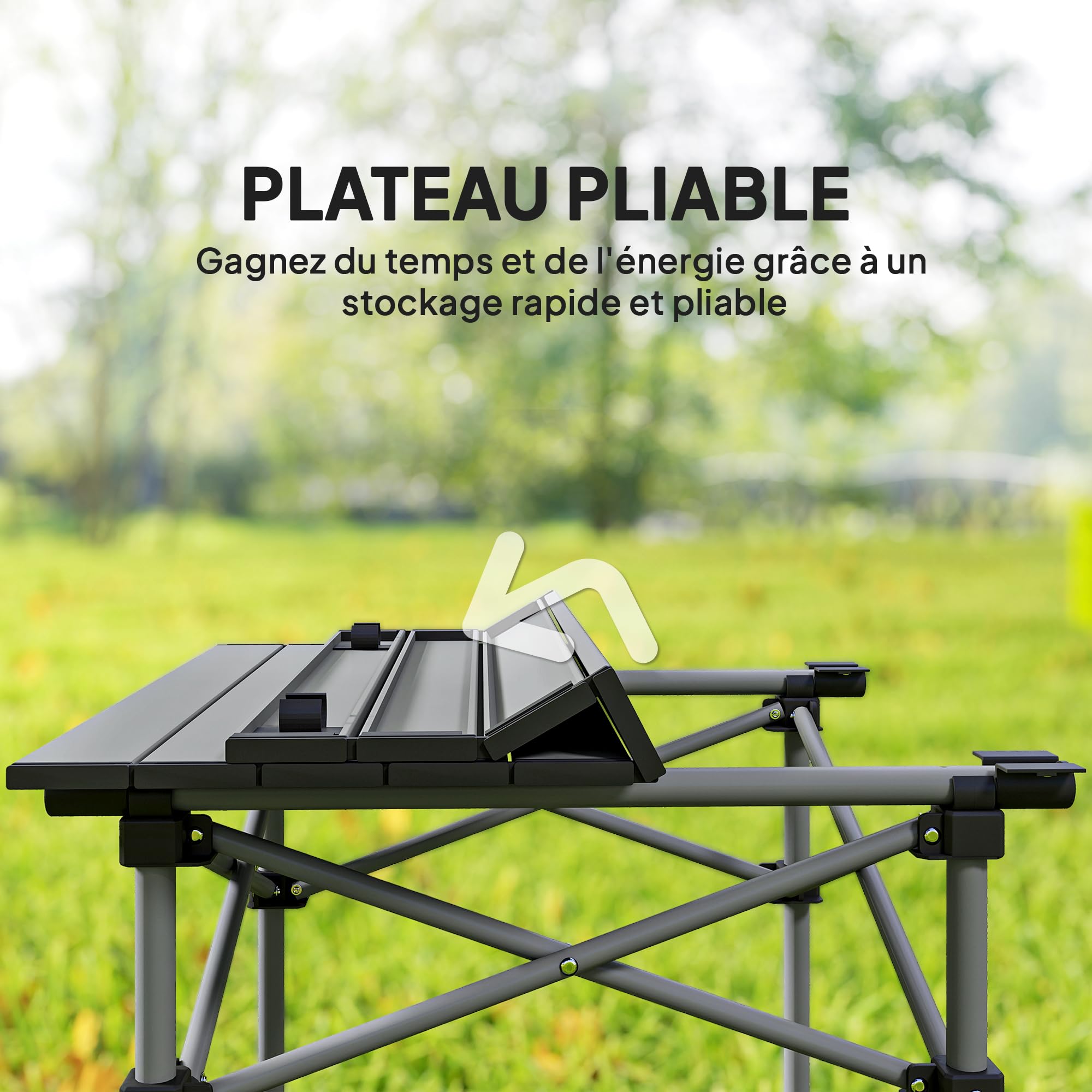 Outsunny Table de Camping avec 4 chaises Pliantes, Ensemble Table et Chaise de Camping 5 pièces avec Poches latérales et Sacs de Transport, 55 x 51 x 50 cm, Gris foncé