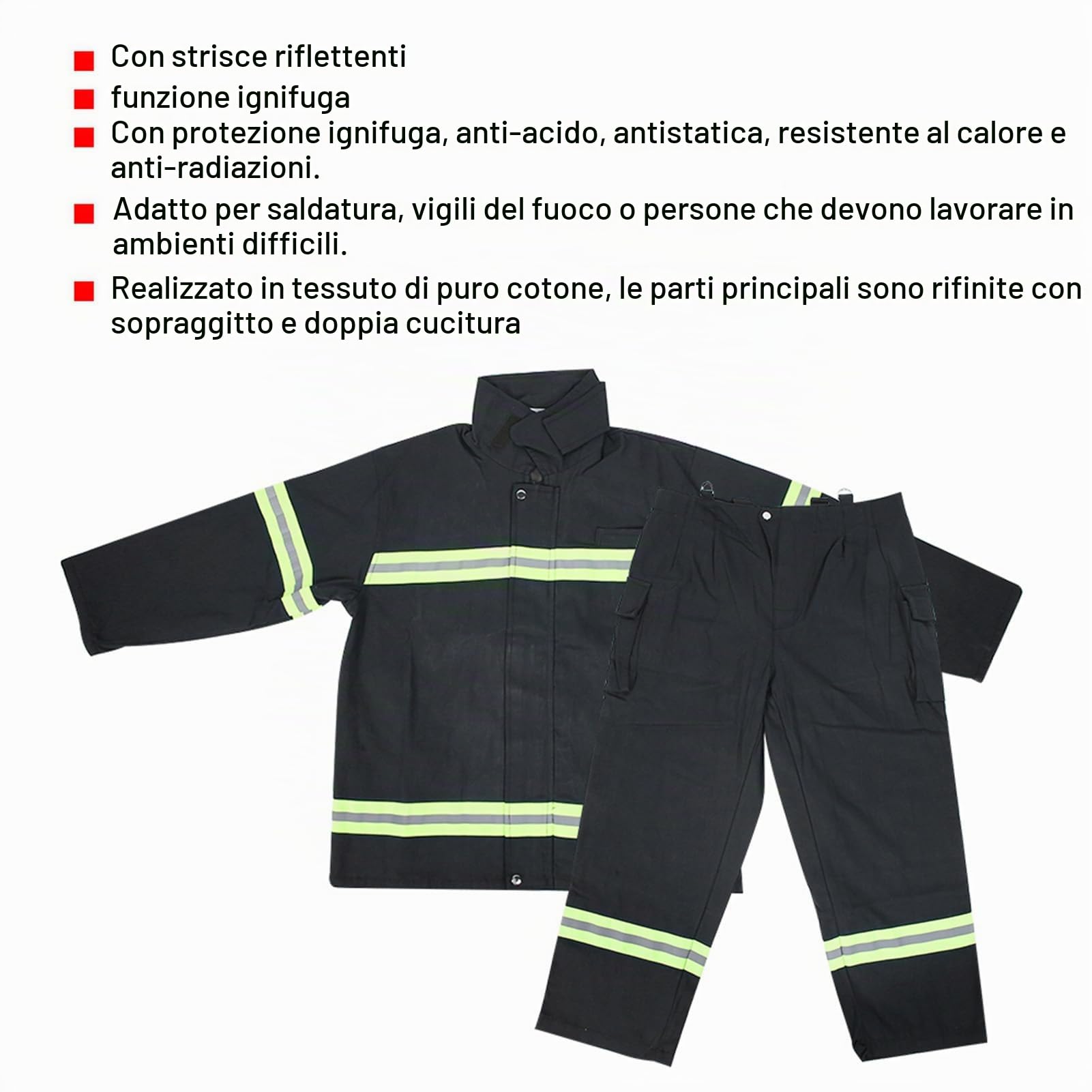 Tuta Ignifuga,Tuta Classica in Cotone Resistente All'acido Ignifugo,Tuta Economica Resistente Antistatica,per Vigili del Fuoco Saldati