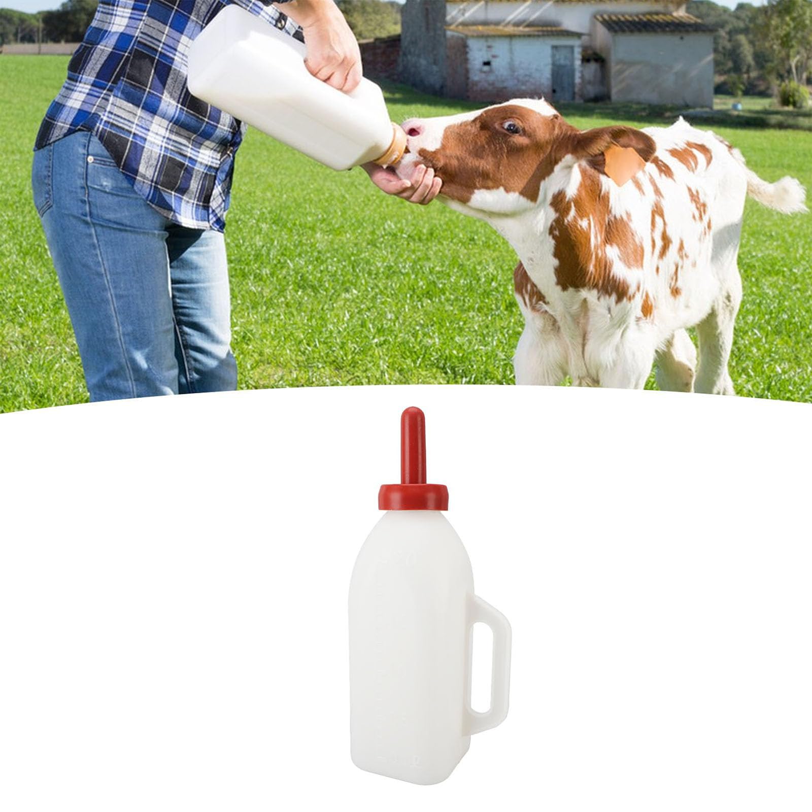 Alimentatori per latte di vitello da 1-5 litri con capezzolo e comoda maniglia di alimentazione Forniture per l'alimentazione del bestiame Portabottiglie per vitelli Bottiglia di latte di grande