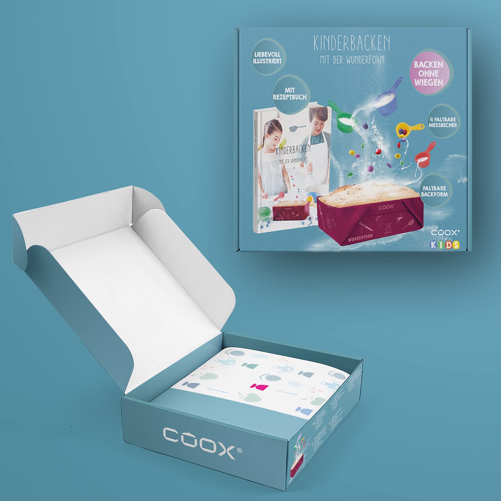 coox Zestaw do pieczenia dla dzieci, pieczenie z dziećmi – bez ważenia, zabawa dla dużych i małych, silikon, nie zawiera BPA, doskonała jakość