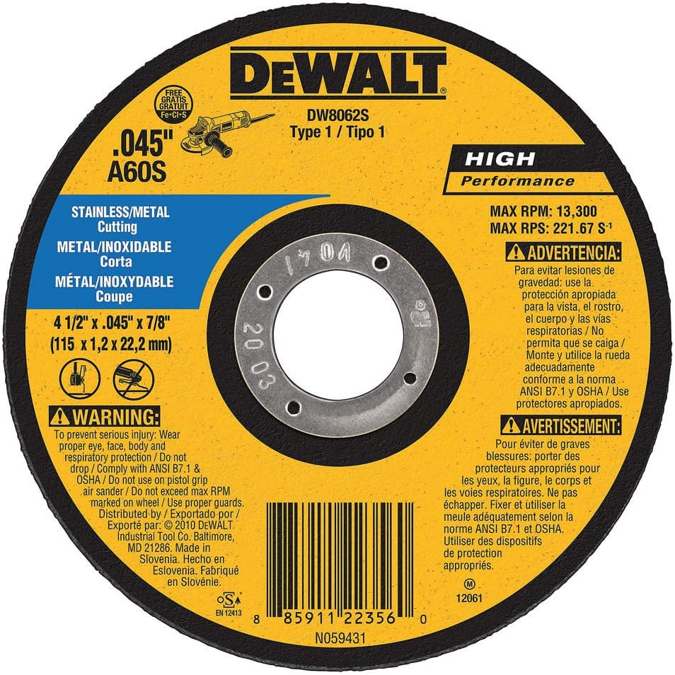 DEWALT DW8065S Cfree Thin Cutoff Wheel, 7-Inch x.045 x 7/8-Inch