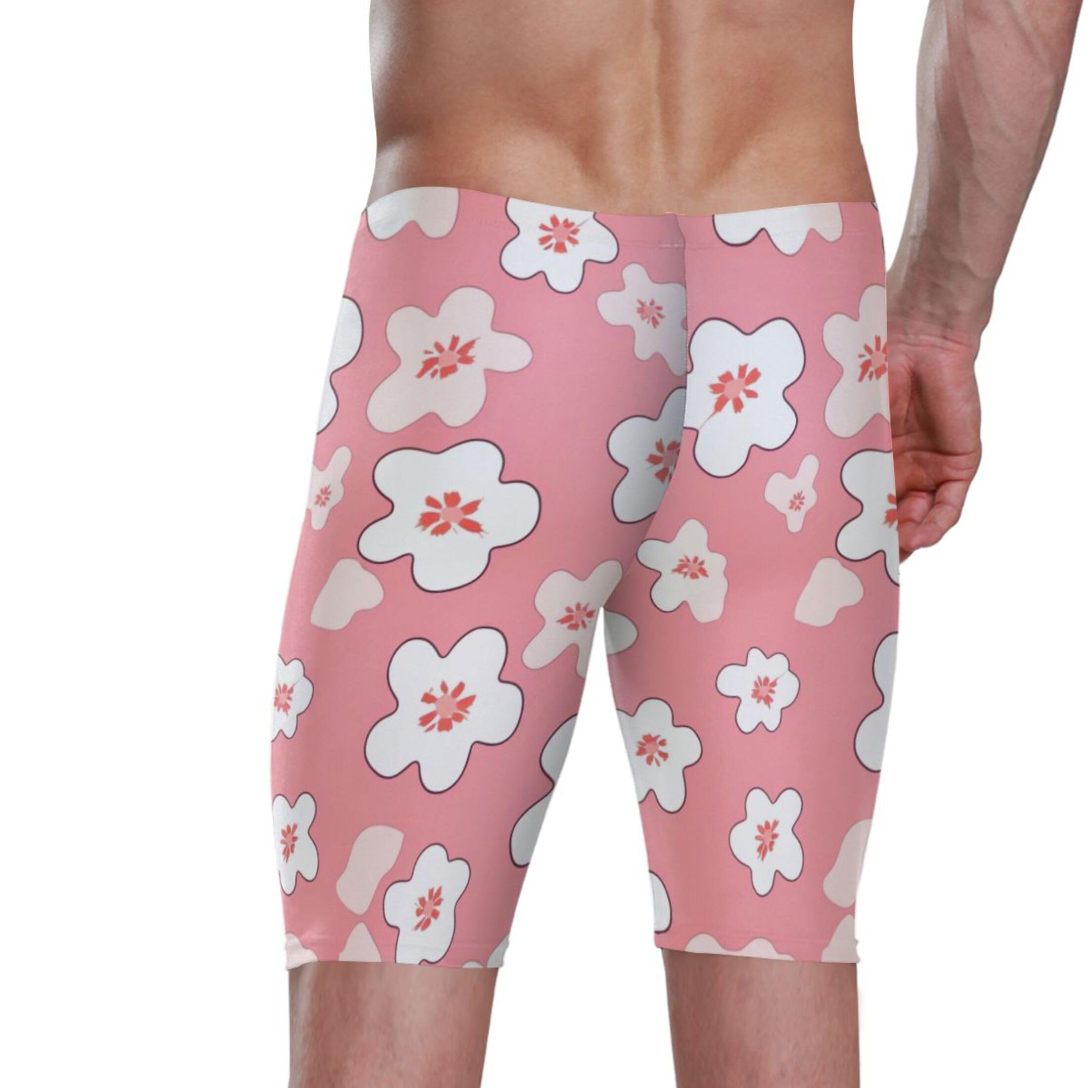 UMIRIKO Pink Cherry Blossoms Men's Swim Jammers Racing & Training Swimsuit Fast, Flexible,Comfortable XXXL B0401911, 3X-Large