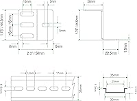 Vista 6 de Soporte de montaje en riel DIN Kit de riel DIN para montaje en bastidor, orejas de riel DIN, aleación de aluminio ranurada, longitud de oxidación