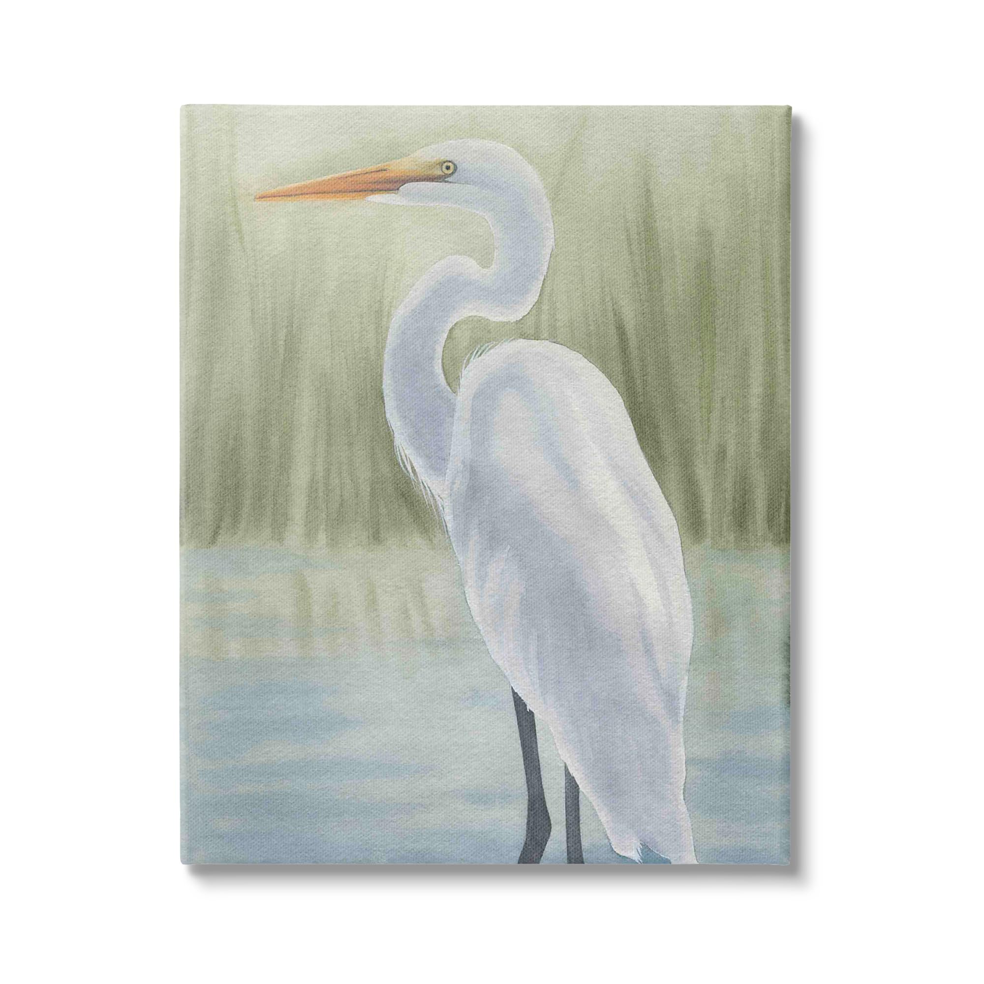Stupell Industries Egret on Marsh Landscape Canvas Wall Art Design by Grace Popp